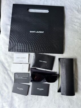 Saint Laurent SL 610 Square Black Sunglasses + Full Set